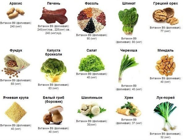 продукты содержащие фолиевую кислоту